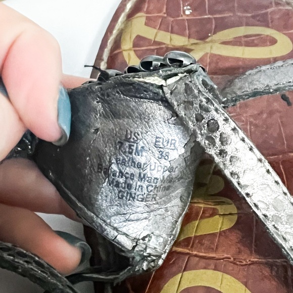 Sam Edelman Grey Metallis Gradiator Ginger Beaded Sandals - Picture 5 of 6